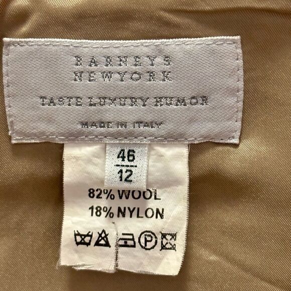 Barneys New York Taupe Midi Wool Fully Lined Sleeveless Dress - Picture 5 of 9